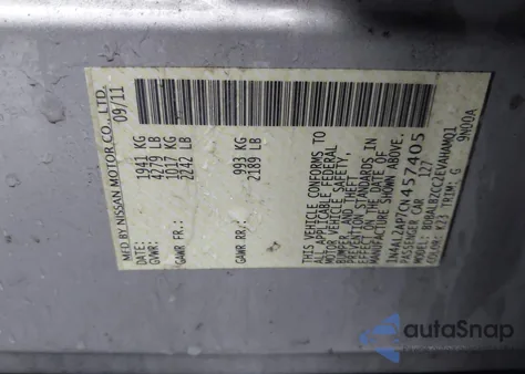 2012 Nissan Altima 2.5 S from USA, damaged, VIN 1N4AL2AP7CN457405